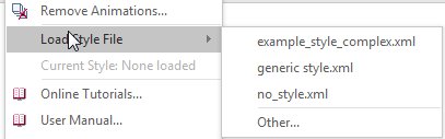 Load Style File(스타일 파일 로드) 명령에 최근에 사용된 파일 목록.
