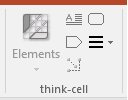 Deaktiviertes think-cell Menü „Elemente“.