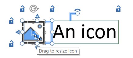 Celda de tabla que contiene imagen formateada como icono, pasando el ratón sobre el controlador de cambio de tamaño.