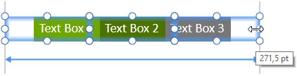 고정된 크기를 설정하기 위해 Ctrl 키를 드래그한 think-cell 텍스트 상자.