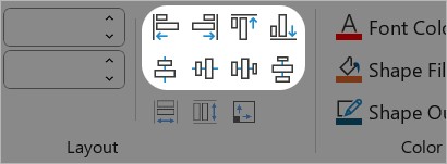 Align Elements buttons on think-cell Tab