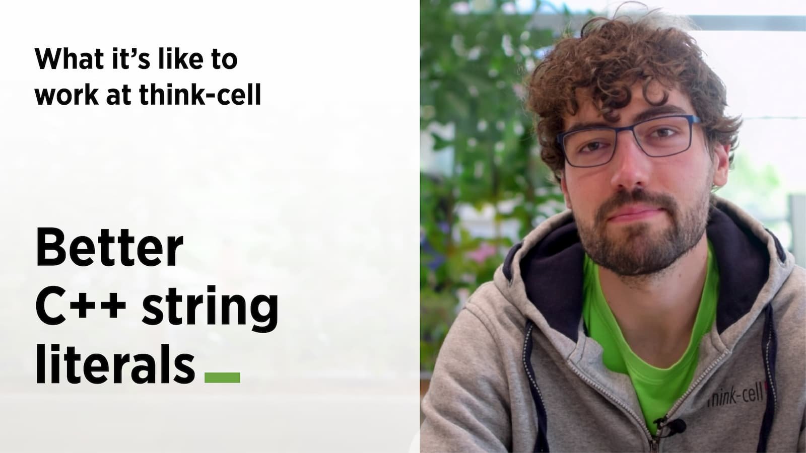 Thumbnail of "Better C++ string literals (What it's like to work at think-cell)" video.
