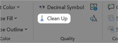 Clean Up button on think-cell Tab