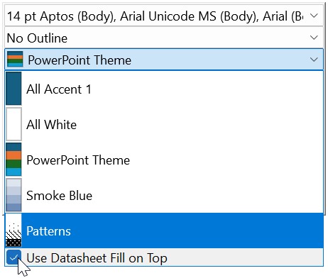 Use Datasheet Fill Selection