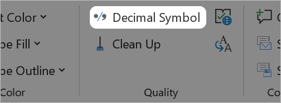 Change Decimal Symbol button on think-cell Tab