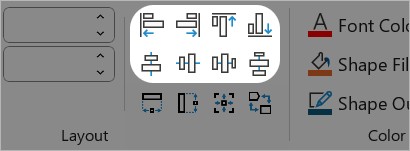 Align Elements buttons on think-cell Tab