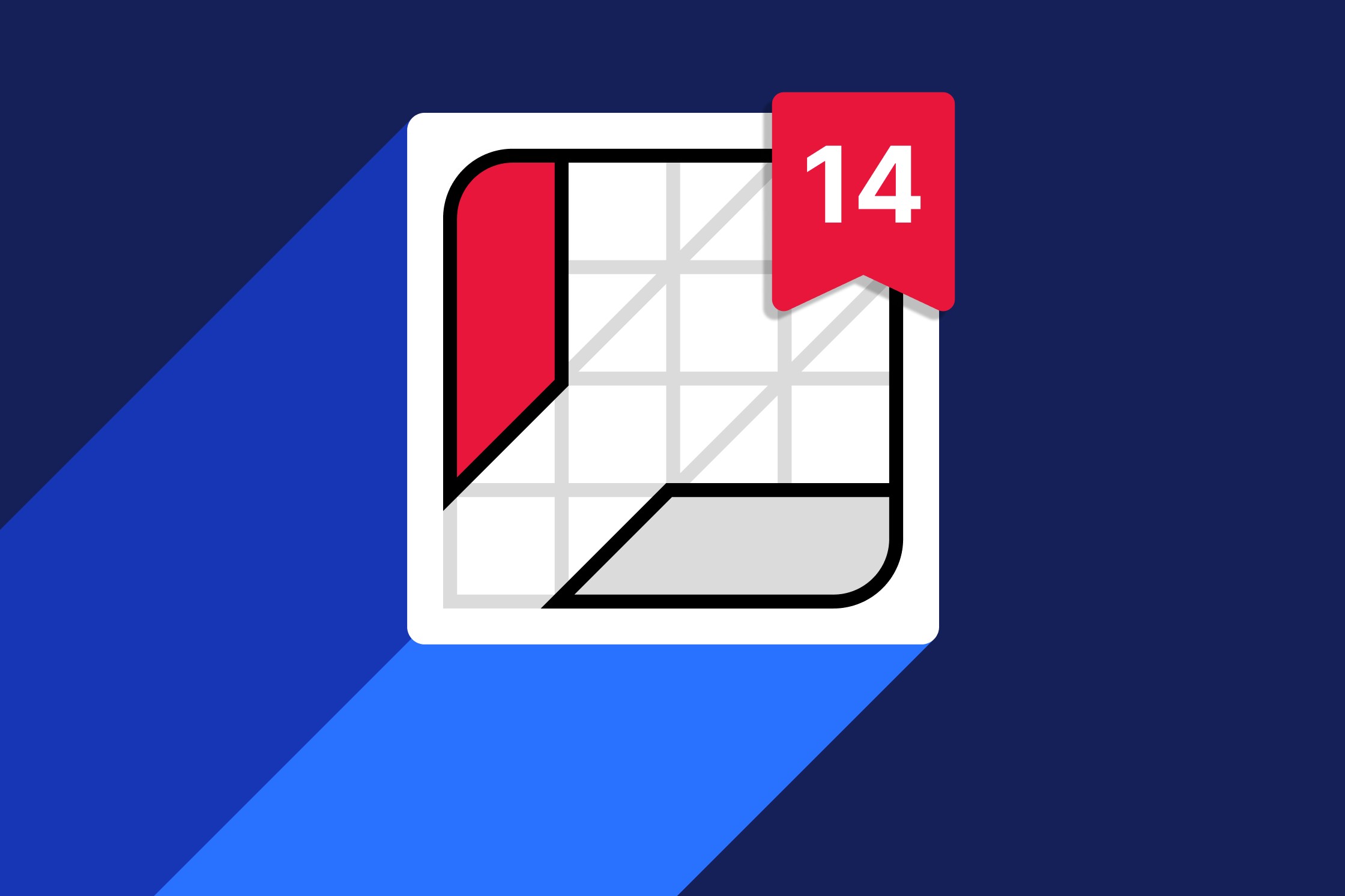 "Stylized chart icon with red accent bar and version 14 badge on blue gradient background"