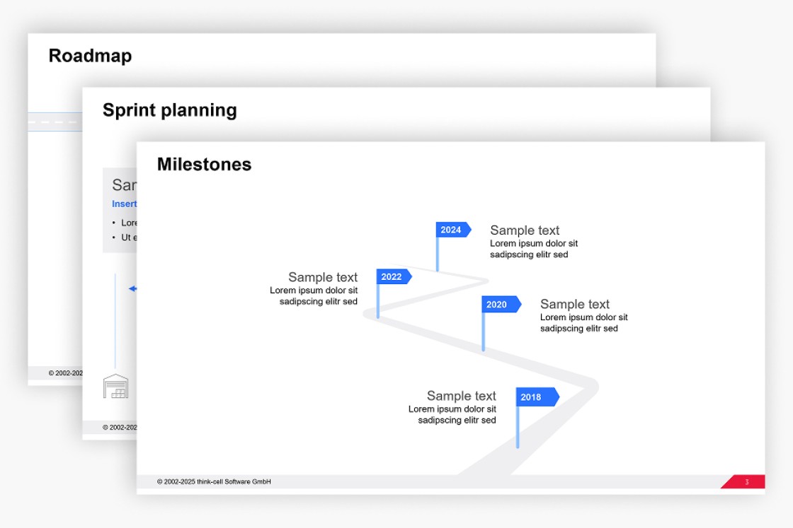 Blog banner showing three templates for PowerPoint roadmaps.