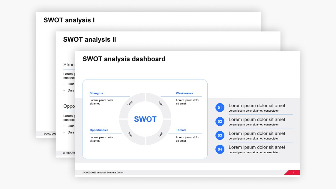 Blog banner showing three PowerPoint SWOT analysis templates.