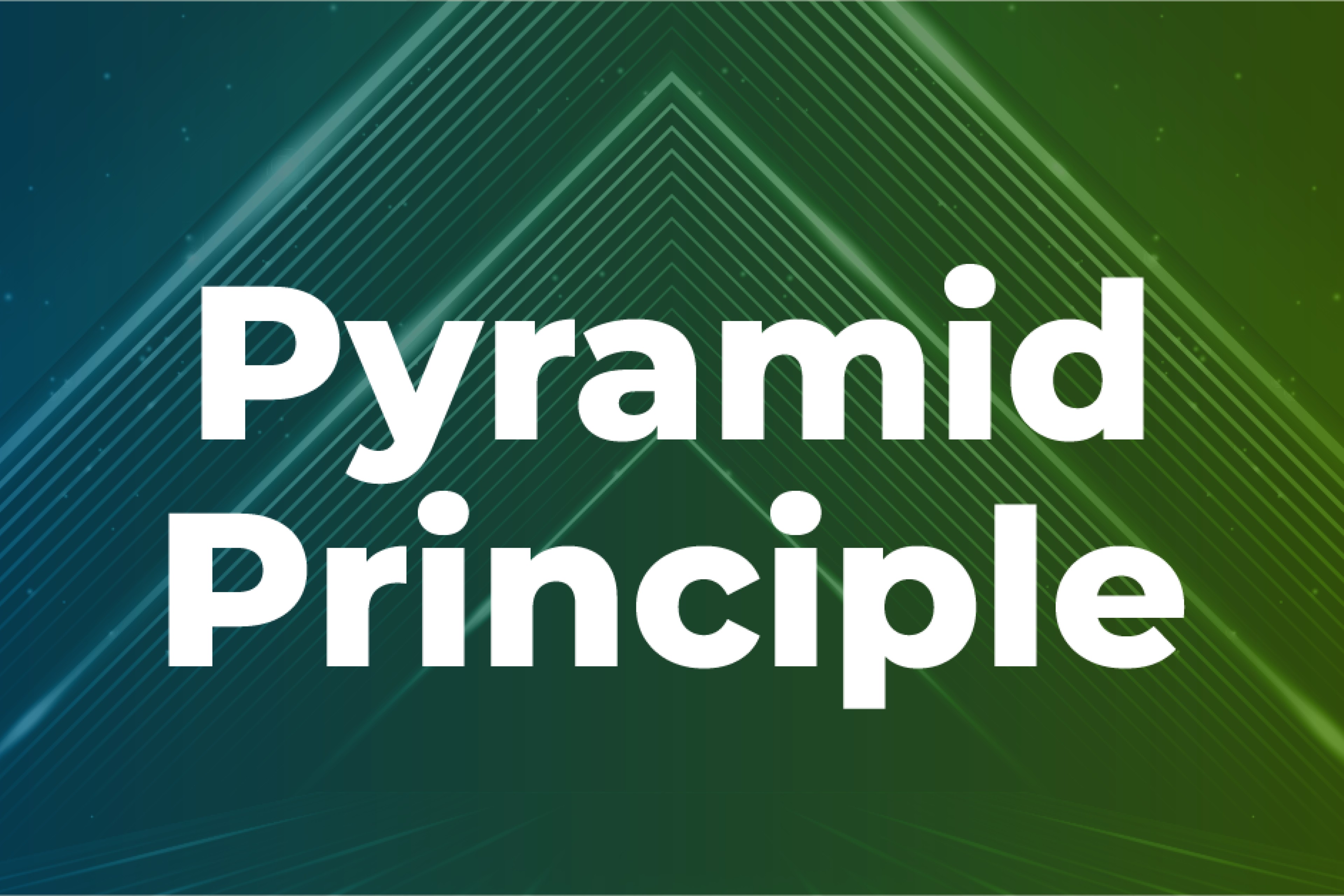 Blog banner with a geometric background alluding to a pyramid and the large text caption “Pyramid Principle.”