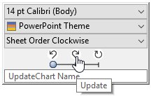 Barra de herramientas de contexto con fila de iconos de vínculos Excel.