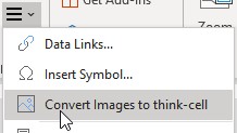 Partie de menu Convertir l’image en élément think-cell