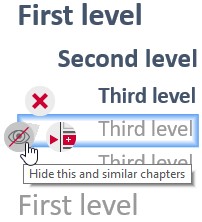 Agenda with button to hide all chapters of a type