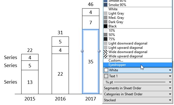 Choose custom colors with eyedropper tool.