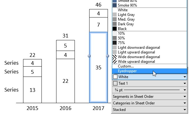 Choose custom colors with eyedropper tool