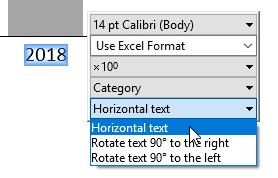 Set label rotation in the floating toolbar