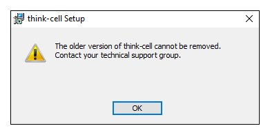 error when installing new think-cell version.