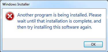 Outro programa está sendo instalado. Aguarde até a instalação chegar ao fim e, em seguida, tente reinstalar este software.