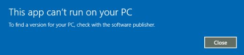 Esse aplicativo não pode ser executado em seu PC.