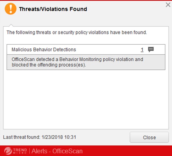 Trend Micro Error: Threats/Violations Found