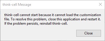 Failed to Load customization file
