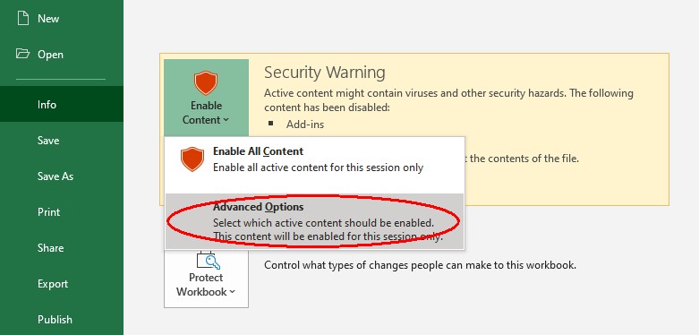 Office 2016 Security Advanced Options