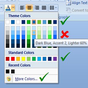 Interfaz de usuario de colores de PowerPoint.