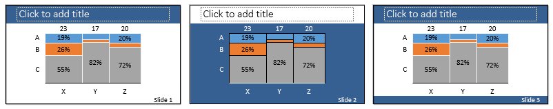 Series of slides with different background fill for header and slide.