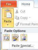 Office 2010 and later: Paste option menu