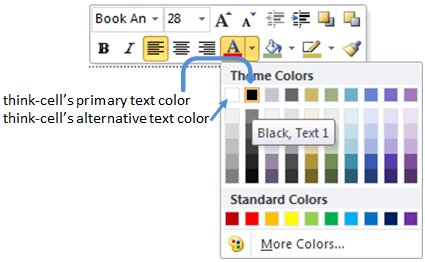 Paleta de colores de tema en Office 2010.