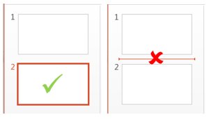Slide selection in thumbnail pane.