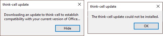 think-cell update fails