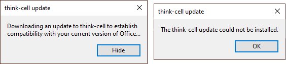 think-cell update fails.