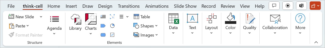 The think-cell tab in PowerPoint