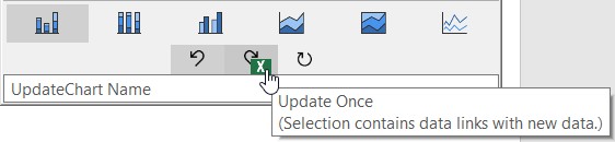 Floating toolbar of linked think-cell chart with update pending