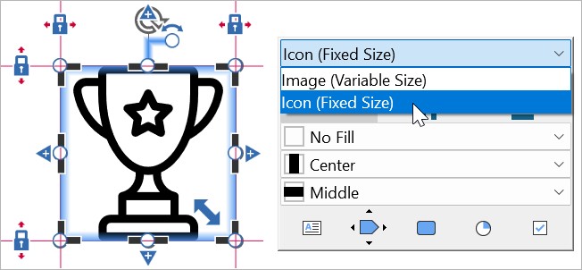 The icon option in the mini toolbar