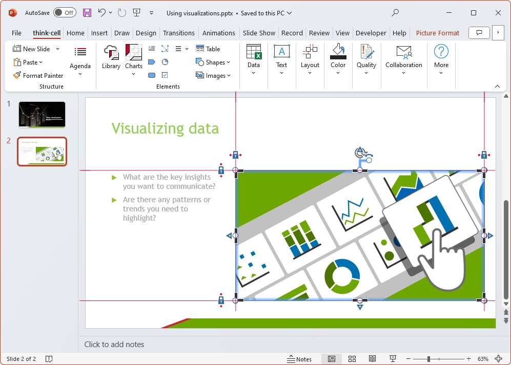 A web image converted into a think-cell element on a PowerPoint slide