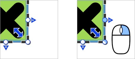 When you select an image, white handles indicate that a side is locked, and blue handles indicate that a side is unlocked