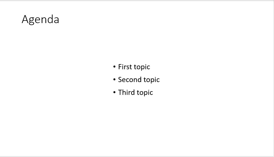 think-cell conceptual smart elements: agenda.