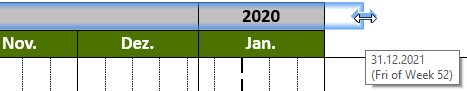 think-cell Gantt chart scale handle.