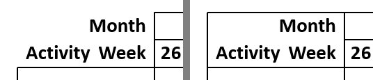 Comparison of Activity Column Label cell with and without includeLabelColumnHeaders.