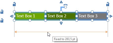 selecting the double-headed arrow representing a fixed size for think-cell text boxes.