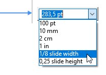list of possible size units when setting a fixed size of a think-cell element.
