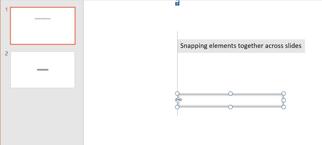 Snap indicator to align with the left edge of a text box on another slide.