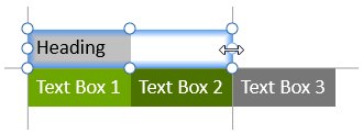 think-cell テキスト ボックスのスナップのリンクを変更する際のグレーのスナップ インジケーターライン.