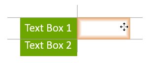 think-cell text box dragged to snap position.