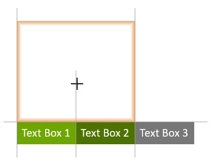 alvo do encaixe a ser alinhado com duas caixas.