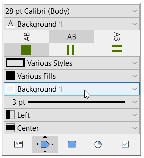 Floating toolbar of a pentagon, outline color highlighted