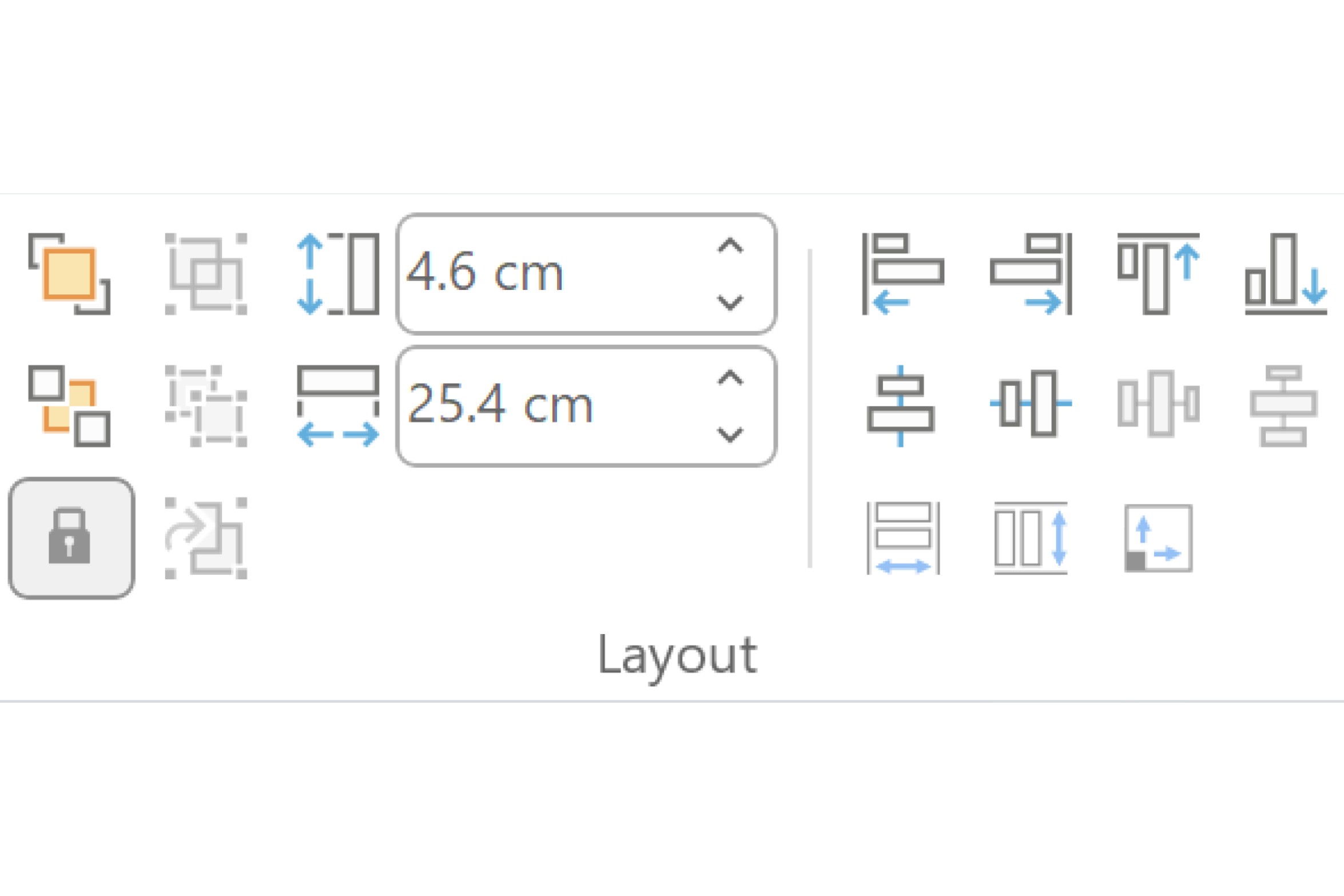 On the PowerPoint ribbon, PowerPoint align buttons and think-cell size-matching buttons