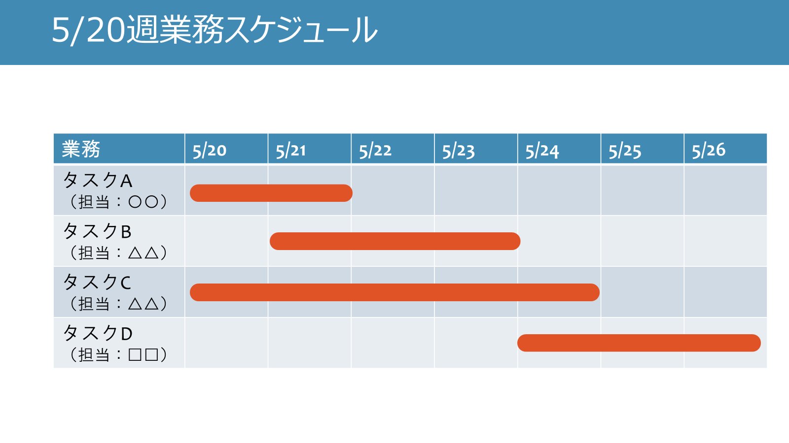 表を使ったスケジュール表の例.